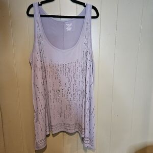 Lane Bryant Sequin Tank Top, Gray, Plus-Size 26/28, Special Occasions, Stretchy